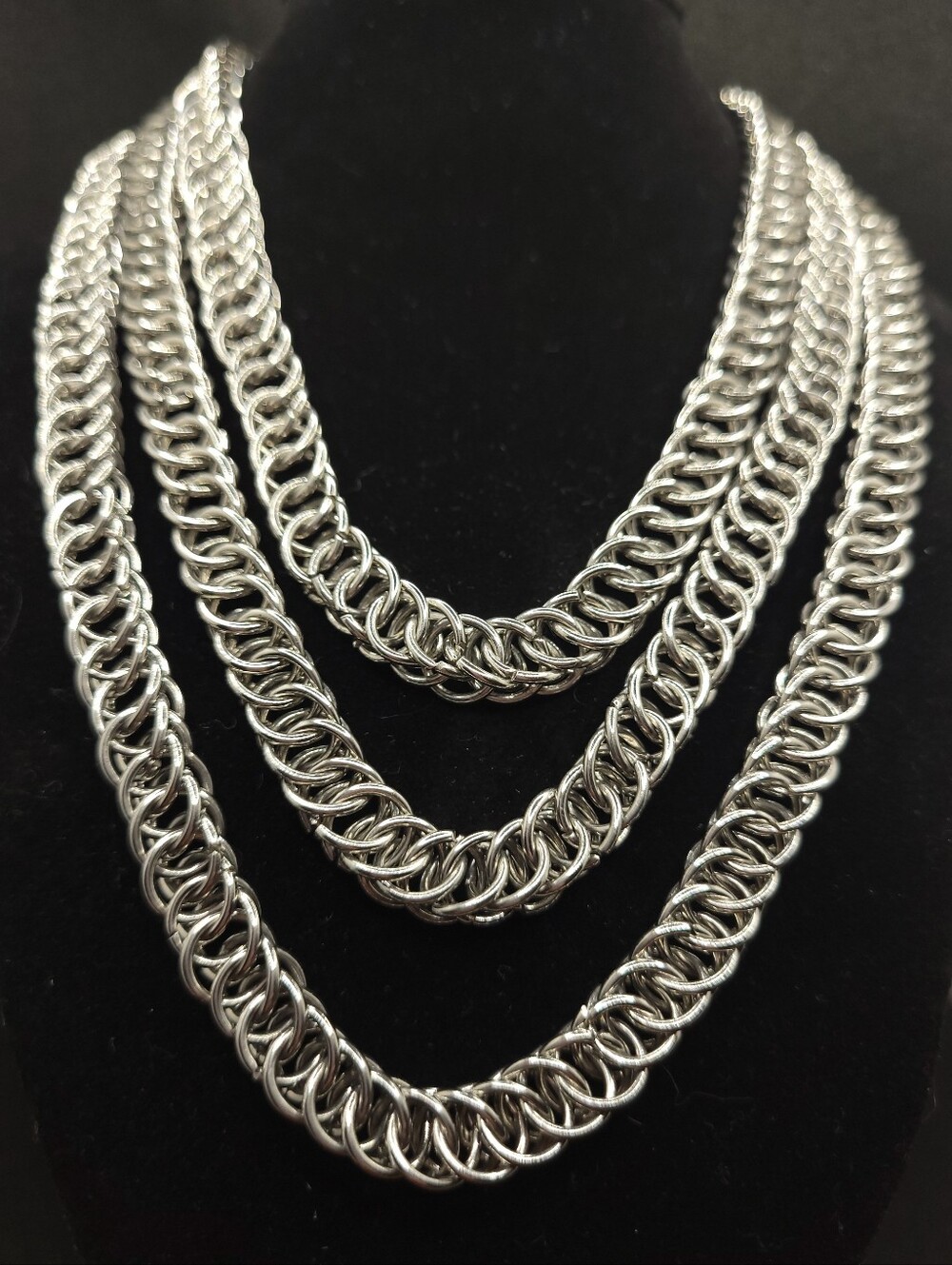 18" Triple 1/2 Persian Chainmail Necklace In Stainless Steel